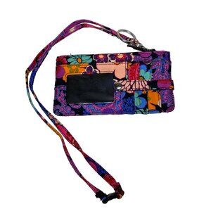 Vera Bradley Wristlet Clutch in Floral Fiesta Quilted Detachable Strap Colorful